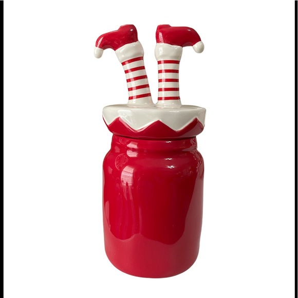 ⭐️TODAY⭐️ NEW Rae Dunn Baby SANTA’S HELPER Canister w/Elf Feet Topper - Picture 2 of 5